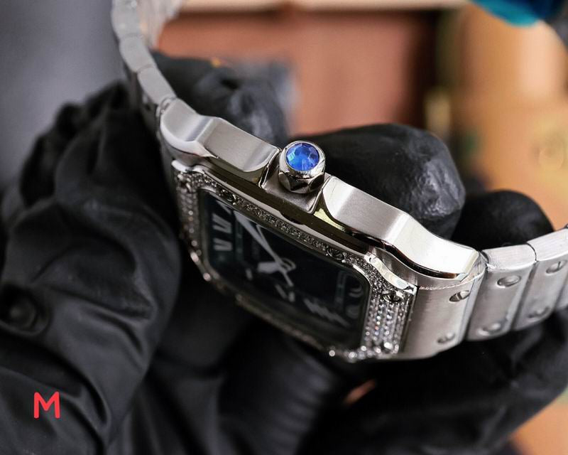 Cartier santos acero bicel negro adiamantado